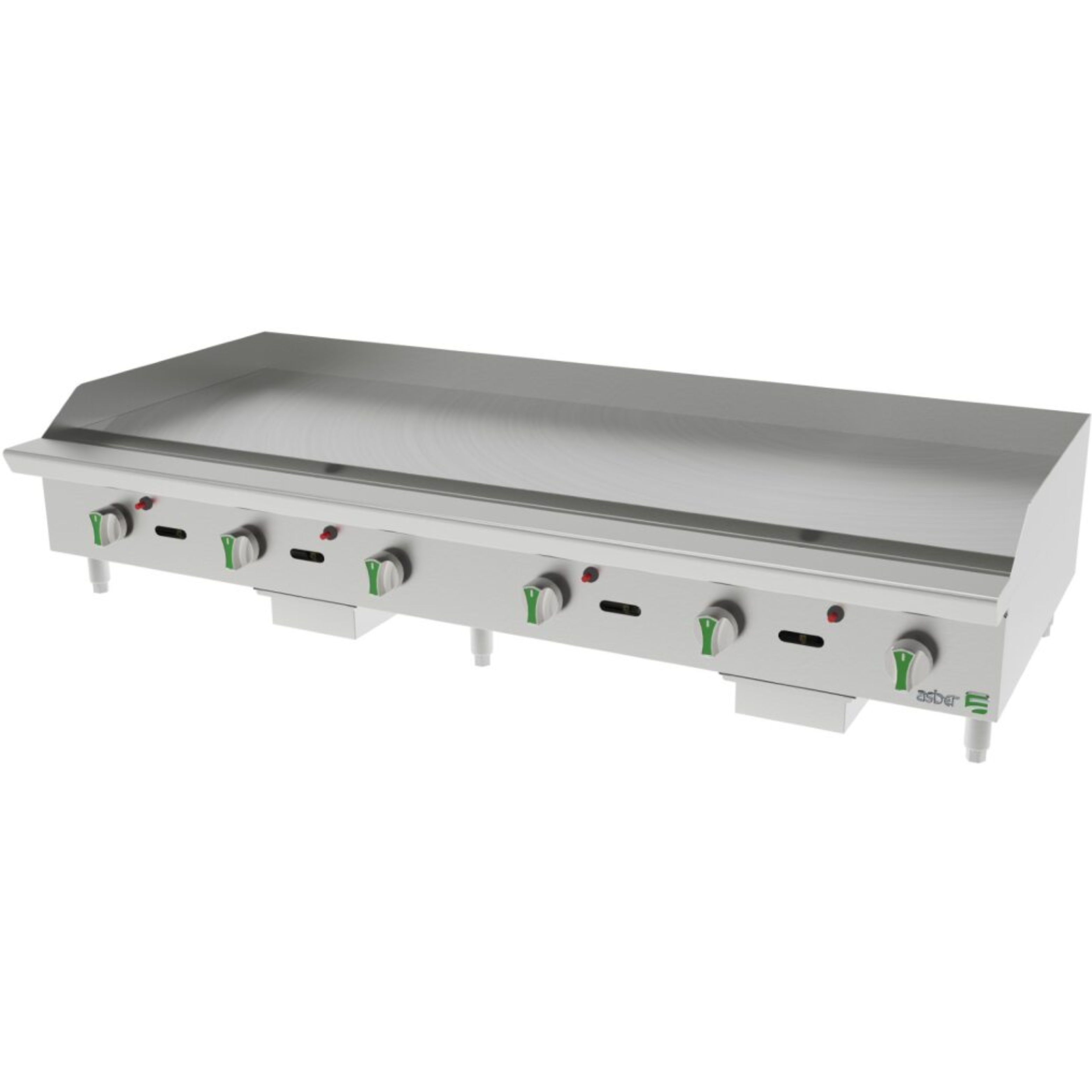 Plancha Lisa Termostática ASBER AETG-72-EM NG LPG 6 Quemadores Linea Emerald
